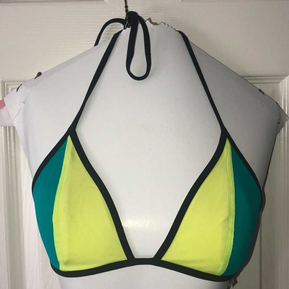 PINK Triangle Colorblock Bikini Top